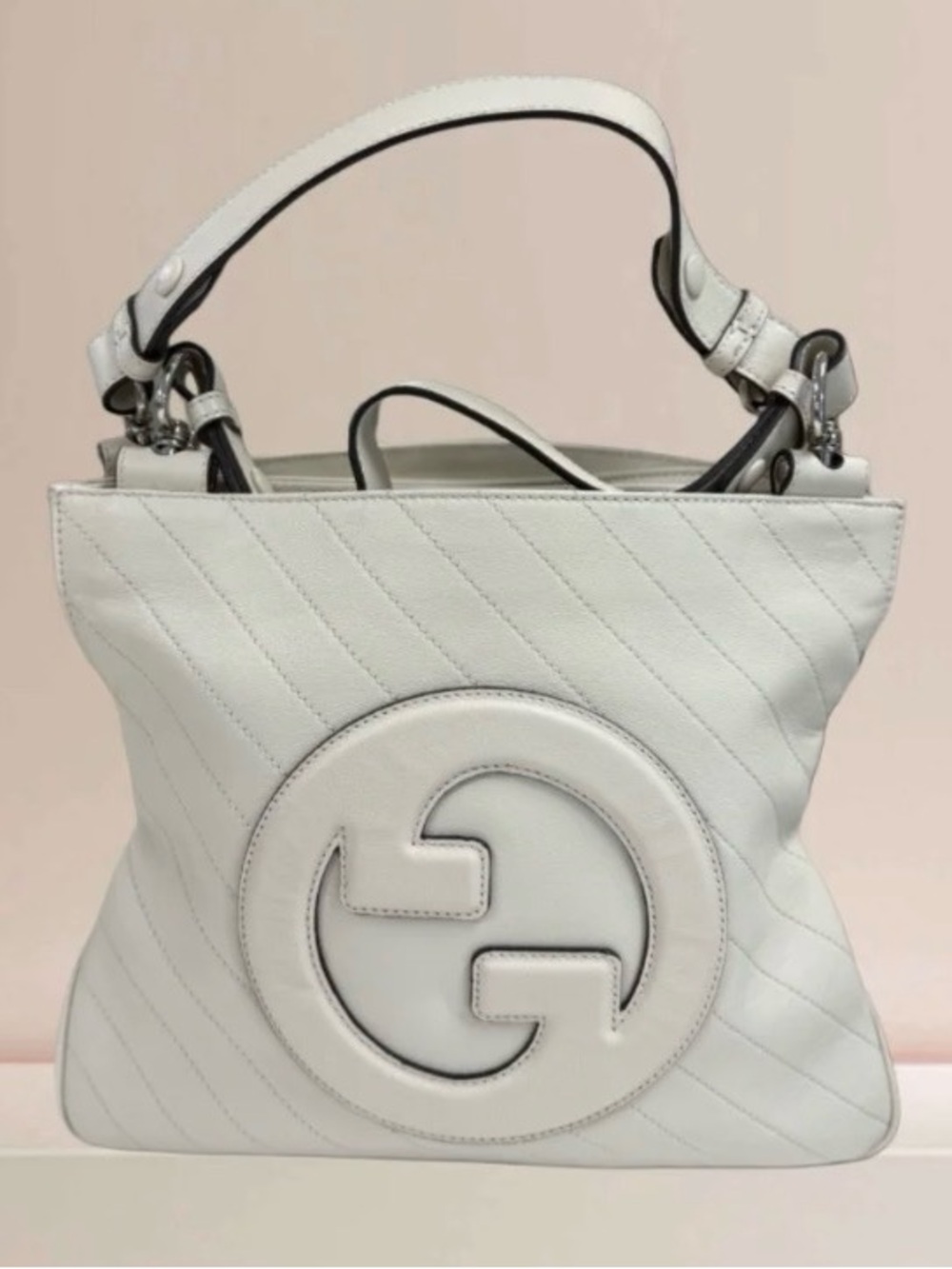 Gucci Small Blondie Handle Chain Bag White Leather